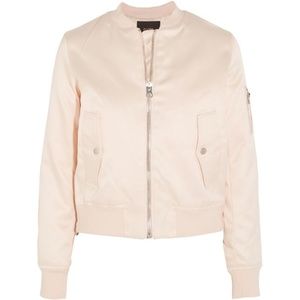 MAJE Pink Satin Bomber Jacket Size FR 38 US 6 NWT